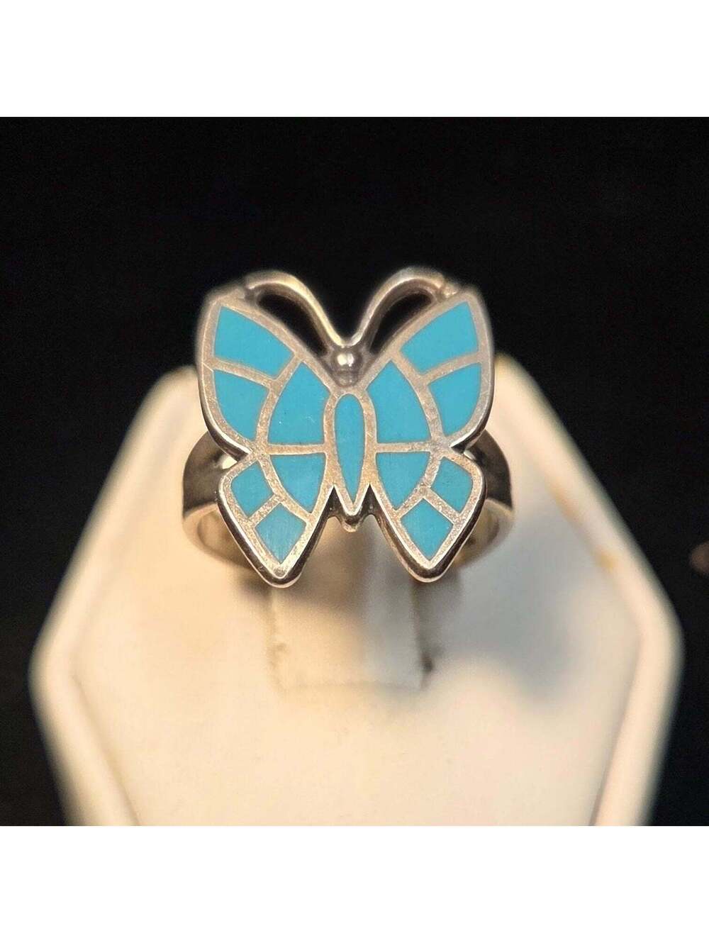 Southwestern Turquoise & Sterling Butterfly Ring sz 6 by Bell Trading Post